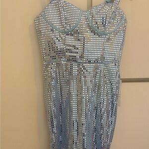 Sky blue Silver Sequin Dress